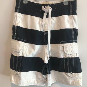 Abercrombie & Fitch Cargo Swim Trunks Shorts Blue/White Mens Small 33"